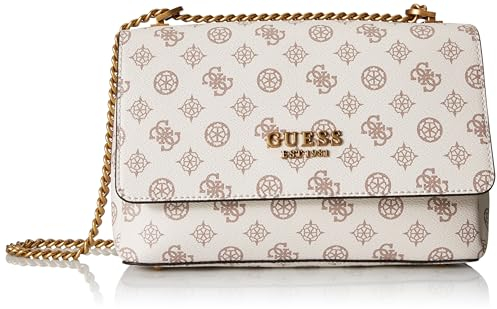 GUESS Fynna Convertible Crossbody Flap Bag Cream Logo