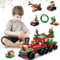 Ancuioyz Bloques de Construcción Navideños, Bloques de Construcción de Automóviles 6 en 1 Santa Elk, Mini Juego de Bloques de Construcción de Partículas Pequeñas, Juguetes Navideños para Niños