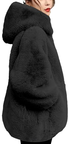 Black Friday ToolsAusgefallene Jacken - Jacken mit Reißverschluss, Kapuzenpullover und Baumwolljacke Wasserabweisende Winterjacke (Black, XXL)