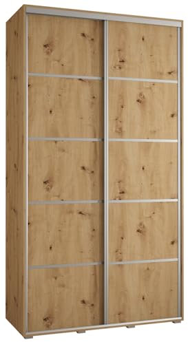 MEBLE KRYSPOL Davos 4 140 Schrank mit Zwei Schiebetüren für Schlafzimmer - Moderner Kleiderschrank mit Kleiderstange und Regalen - 235,2x140x45 cm - Artisan Artisan Silber