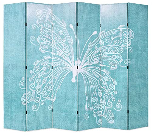 ZQQLVOO Bedroom Panel Screens Paravent raumteiler Raumteiler klappbar 228 x 170 cm Schmetterling Blau