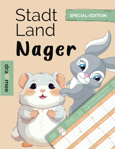 Stadt Land Nager - Quiz Geschenk für Fans von Nagetier & Co: Spielblock mit 35 Blatt Din-A4 (Seiten zum Ausschneiden)