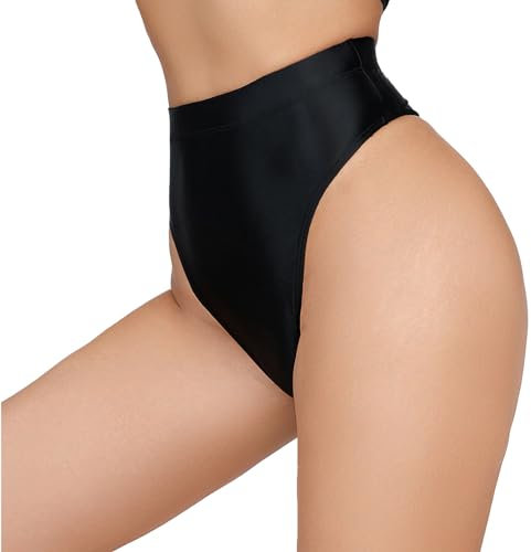 FEOYA Damen Öl Slips High Waist Unterwäsche Shiny Shorts Thong String Tanga Hotpants Karneval XXL