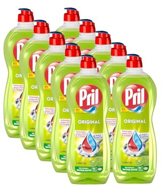 PRIL Original Limette (10x 675 ml), Handgeschirrspülmittel mit höchster Fettlösekraft, für sauberes Geschirr auch in kaltem Wasser, frischer Limettenduft