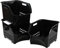 Buyitt 3 Pack Plastic Stackable Storage Bins, Kitchen Stacking Baskets Rack for Organising Fruits Vegetables, Black