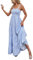 Générique Robe Longue Boheme Femme Chic Et Elegant Robe Drapée À Bretelles Réglables Robe Trapèze Sexy À Fines Bretelles Robe Fleurie Française De Style Resort Robe De Plage Fluide, Bleu Clair, L