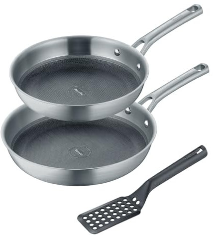 Berndes Pfannen Set Tricion Resist 2 tlg. – Bratpfanne 24 cm & 28 cm – mit Pfannenwender - Antihaftbeschichtung – Kratzfest & Backofengeeignet - Induktion geeignet - 3-Schicht Aufbau - Edelstahl Stiel