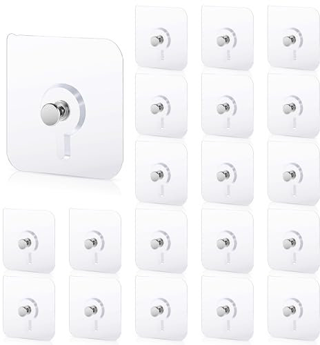Nogeqi 20 Pcs Strong Adhesive Hooks - No Drill, No-Trace Sticker Frame Hangers for Mounting Wall Shelf, Heavy Duty for Kitchen, Bathroom