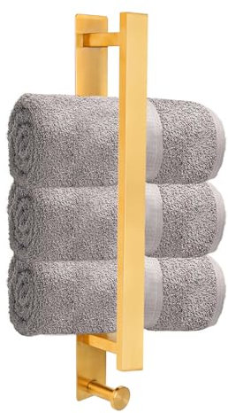 Handtuchhalter Ohne Bohren Selbstklebend Edelstahl Handtuchstange Bad Wand 40CM Gästehandtuchhalter Wandmontage mit Handtuchhaken Badetuchhalter Badezimmer Zubehör Gold
