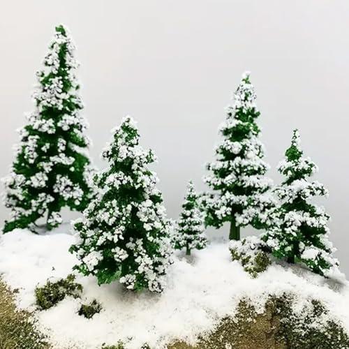 Warmtree 22 Stück gemischte Modellbäume, Mini-Schneekiefer Modellbäume, 5,1-15,2 cm, für Diorama-Zubehör, Weihnachtszubehör, Miniatur-Weihnachtsbäume, Mikrozug, Landschaft, Eisenbahn, Sandtisch