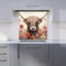 Premium Highland Cow And Summer Flowers Kitchen Splashback 6mm Toughened Glass Kitchen Splashback – Heat Resistant Splashback for Kitchens, Perfect for Cookers and Hobs, Polished Edges
