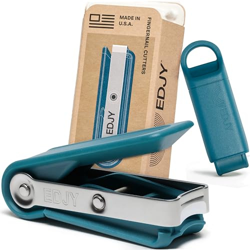 EDJY Fingernail Cutter - Precision Stainless Steel Nail Cutter for Fingernails | Sharp Blade, Ergonomic Design, Durable & Rust-Resistant | Ideal for Men and Women | EDJY Blue