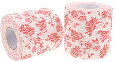 Healvian 2pièces Papier Toilette Imprimé Floral Roses Absorbant Épais pour Salle De Bain Décorative Accessoires Anniversaire