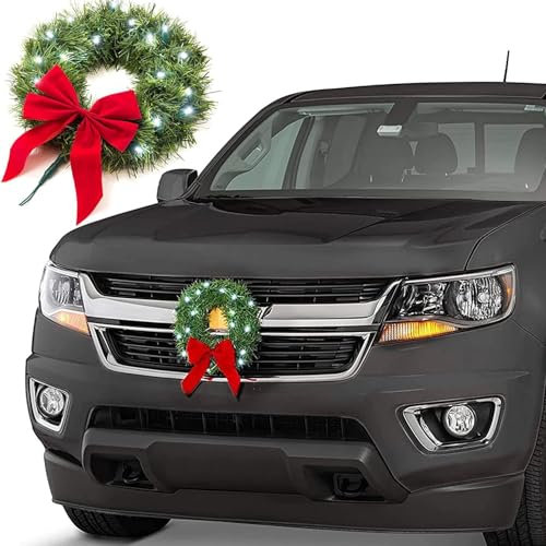 Auto-Weihnachtskranz – 30 cm, leuchtendes Zubehör, Dekoration, 2 Stück, grün, geeignet für Innen- und Außenbereich, Baumaufhängung (1)