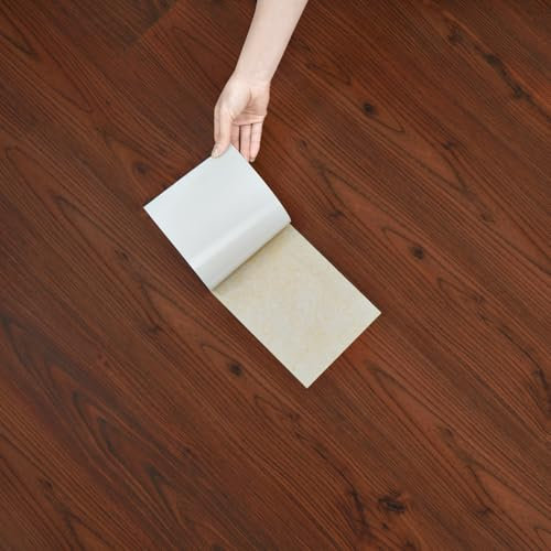 Yullpaper 24 Stück Klebevinyl Selbstklebend Linoleum Boden Bodenbelag Küche Vinylboden Fliesenoptik Braun PVC Fliesen Selbstklebend Fliesenaufkleber Bad Boden Bodenfliesen Holzoptik 90cm x 15cm