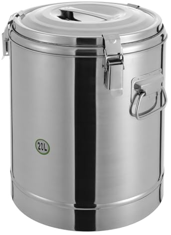 HPDTZ Isolierter Suppenbehälter, Isolierter Eimer Edelstahl Suppentransporter Isolierbehälter für heiße und kalte Getränke Suppen für Restaurants Cafés Catering (Silber, 20L)