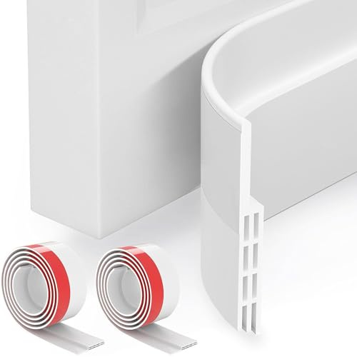 2 Pack Under Door Draught Excluder Self Adhesive Soundproof Seal 39 White | Triple Seal Design, Dust Proof, Thermal Insulated, Tool-Free Install, Flexible Material, Multi-Surface Fit, Noise Reducing