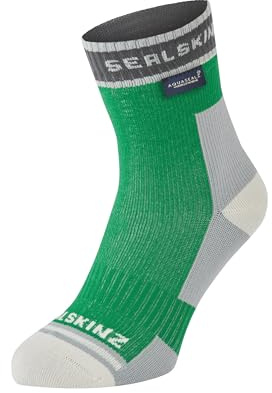 SEALSKINZ Holverstone Waterproof Ankle Length Lightweight Running Sock, Green, S