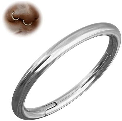 BodyBonita 1 Stück Nahtlose Nasenring aus G23-Titan – Piercing Septum Schmuck für Damen Herren 20G Nasenpiercings Körperpiercing Bequemer Lippen Conch Tragus Helix Rook Silber 8mm