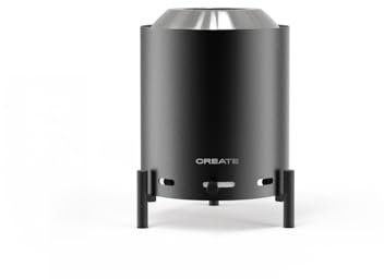 CREATE/Fire Pit Compact/Brasero de sobremesa Exterior de pellets Negro/Sin Humo, 1.5kW, Llama Regulable, fácil de Transportar