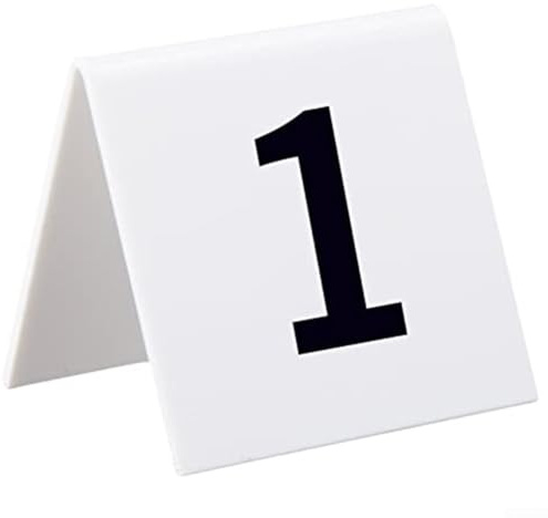 Solaughguy 10 Pack Table Number Signs,1-10 Number Signs,Plastic Tent Style Table Number Cards For Bars, Restaurants, Cafes Or Wedding Receptions(white)