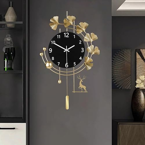 EMITDOOG Wall Clock,Large Decoration Gold Decoration Wall Clocks for Living Room,Silent Non Ticking,Battery Operated Oversized Round Modern Clock for Bedroom,Farmhouse,Office Wall Decor,16 * 26Inch