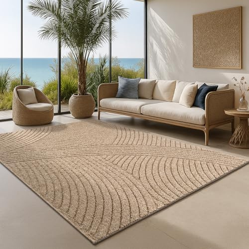 the carpet Cairo – Outdoor rug, weather‑resistant, natural jute look with loop design, durable, easy‑care, for balcony, terrace & garden, 80 x 150 cm