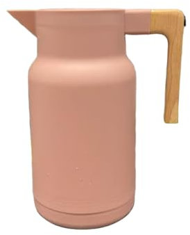 Termo de gran capacidad de 1 litro con interior de vidrio recubierto de plata y mango ergonómico de madera para uso en casa y oficina, botella interior de vidrio con base giratoria