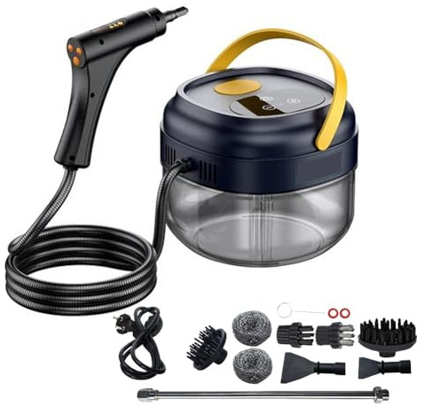 HGTRH Nettoyeur Vapeur Portatif, 1800W Steam Cleaner pour La Maison 1500ML Réservoir d'eau pour Fenêtres Cuisine Sol 105℃/221℉ Black