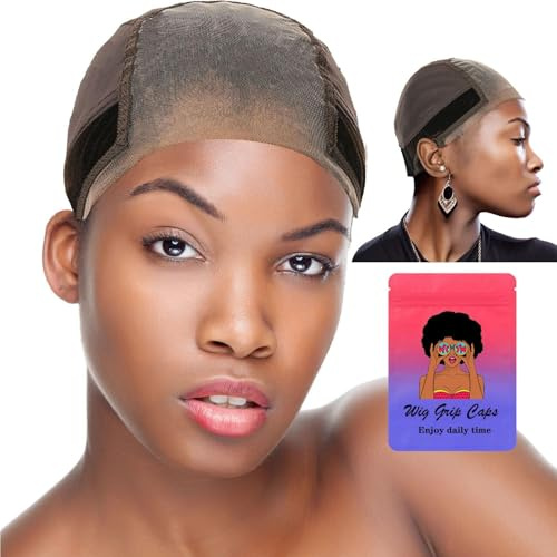Lace Wig Grip Cap für Damen, 4 x 5, transparente Perückenkappe vorne mit Greifer-Stirnband zum Festhalten an Ort und Stelle, verstellbarer Greifer