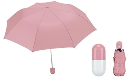 WELLDER Ombrello Capsula Ultra Leggero Pieghevole, Custodia Rigida Impermeabile, Antivento Anti-UV, 18 cm Chiuso, 300g, Tessuto Gommato Alta Densità, Manico Ergonomico
