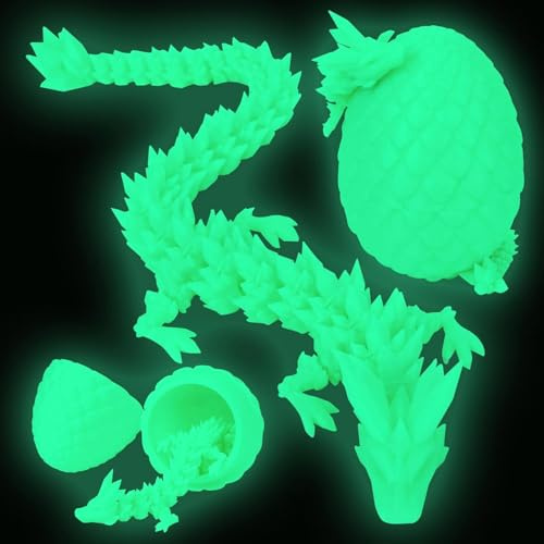 3D Printed Dragon Egg, Mystery Articulated Crystal Dragon Egg Fidget Toys and Decoration, 3D Print Surprise Animals Toy for Kid Teen Boy Girls Christmas Birthday Graduation Gift (Glow in the Dark)
