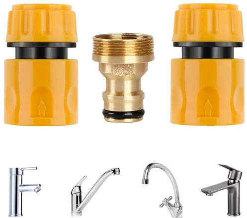 Küchenarmatur Schlauchverbinder & Ende Schnellverbinder, Wasserhahn Adapter,Küchenspüle zu Außenschlauch, Rohrverschraubung,Gartenschlauch Anschluss, für Standard Innengewinde Hahn (Kupplung)