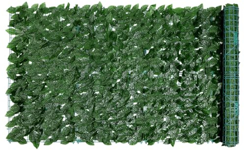 GALPADA Balcony Green Leaf Artificial Trellis Fence Panel with Thick Plastic Material, Decorative Faux Plant Wall for Garden Privacy and Outdoor Protection