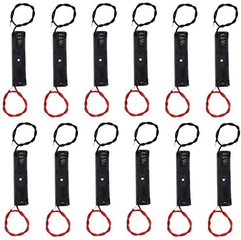LAMPVPATH (Pack of 12) Single AAA Battery Holder, 1 X 1.5V AAA Battery Holder, AAA Battery Holder with Leads Wires