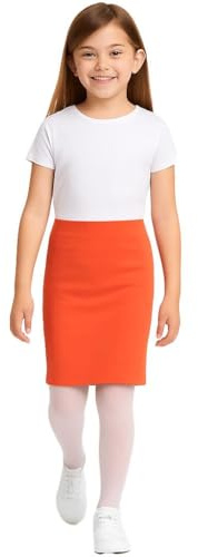 A2Z 4 Kids Plain Pencil Girls Plain Pencil Skirt Trendy Soft Feel Comfortable Summer Fashion - Skirt Neon Orange 5-6