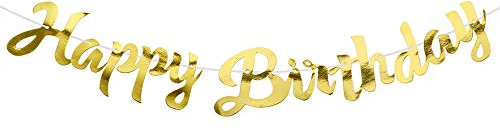 VINFUTUR Happy Birthday Girlande Gold, Happy Birthday Banner zum Aufhängen, Geburtstagsbanner Wimpelkette Geburstagsfeier Geburtsparty Deko für Erwachsene Kinder Mädchen und Jungen