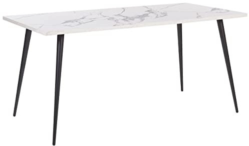 Beliani Esstisch Marmor Optik weiß/schwarz 160 x 80 cm rechteckig Modern Santiago