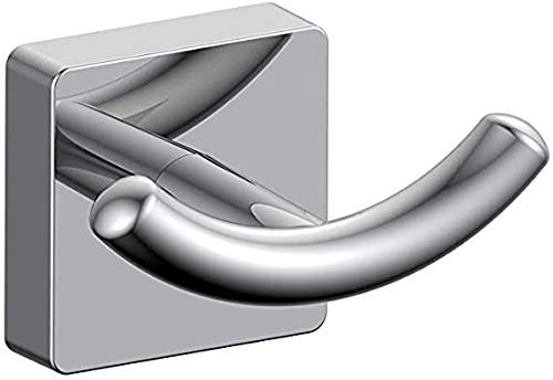 INDA - Accessoires de salle de bain, série Forum carré, porte-manteau double mural en laiton chromé, dimensions crochet crochet 7,2 x 5,3 x 4,5 cm.