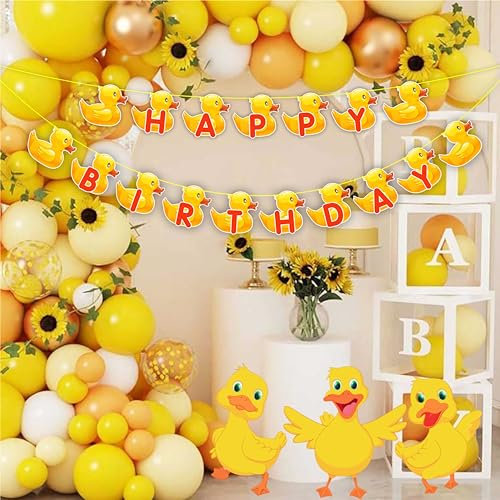 Seyal® Geburtstagsfeier Dekoration - Cartoon Ente Happy Birthday Banner