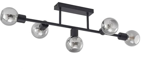 Lindby Ceiling Light Biscala dimmable (Vintage, Antique) in Black Made of Metal for e.g. Living Room & Dining (5 Light Sources E14) from Ceiling lamp