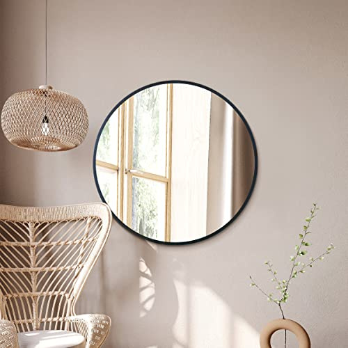 MirrorOutlet The Fenestra Wandspiegel, rund, rund, 80 cm x 80 cm, silberfarben