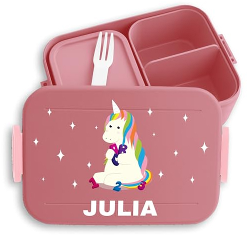 Kinder Bento Box Midi für Mepal Bentobox - Einhorn Brotbox Unicorn Lunchbox Einhörner I - 900 ml - Rosa - mädchen name personalisierte brotboxen einhörnern brotdose faechern