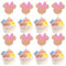 Arthsdite 24Pcs Mouse Inspired Cupcake Toppers with Pink Bow Rose Gold Glitter Mouse Cake Decorations for Baby Shower Wedding Kids Birthday Party Cake Decorations Supplies - Rose Gold Glitter