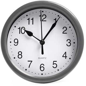 OHS Kitchen Wall Clock, Round Small Face Kitchen Office Living Room Wall Clocks for Bedroom Round Clock Home Decor Modern Large Numbers, Grey
