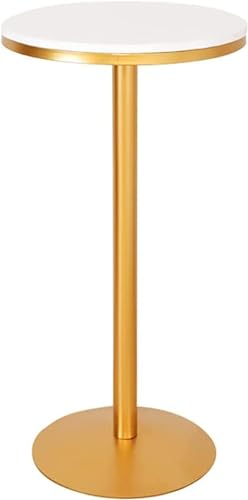 Mesa Alta De Mármol con Patas Doradas, Mesa De Comedor Bistró Redonda con Tapa De Mármol Y Base De Metal, Fácil De Montar para Sala De Estar Y Salón Bistró, Altura 75 Cm, 95 Cm, 105 Cm