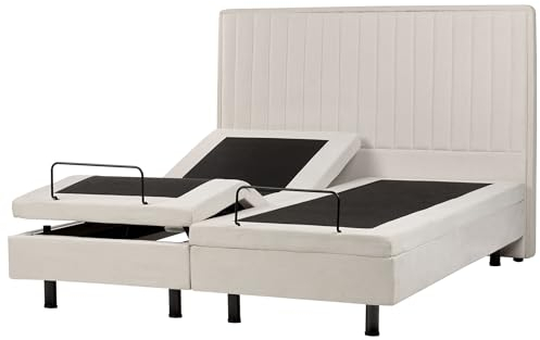 Polsterbett elektrisch verstellbar beige 160x200 cm mit Fernbedienung Duke II