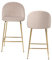 Wohnling 2er Set Barhocker Samt Beige Hocker mit Lehne & goldenen Beinen, Küchenhocker Skandinavisch Stoff/Metall 110 kg, Design Barstuhl Tresenhocker, Bistrohocker Gepolstert