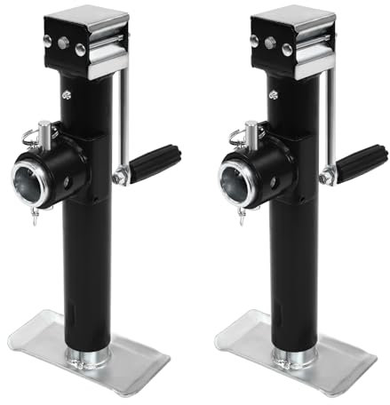 TONFEION Béquille de remorque avec support de manivelle manuel réglable de 45,5 à 71 cm pour voiture, caravane, cric profilé