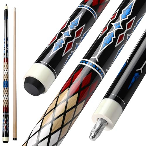 ASMPCUE Billard Queue, 58 Pool Queue 13mm Spitzen Pool Cue für Professionelle Billardspieler, 1/2 Maple Queue Sticks für Billard Tisch Sport, Bar Pool Table Sticks for Billard Enthusiasten, Plaid